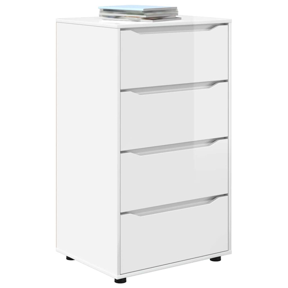 Produktbild för Förvaringsskåp Högblanka vita 60 x 48 x 105 cm Konstruerat trä