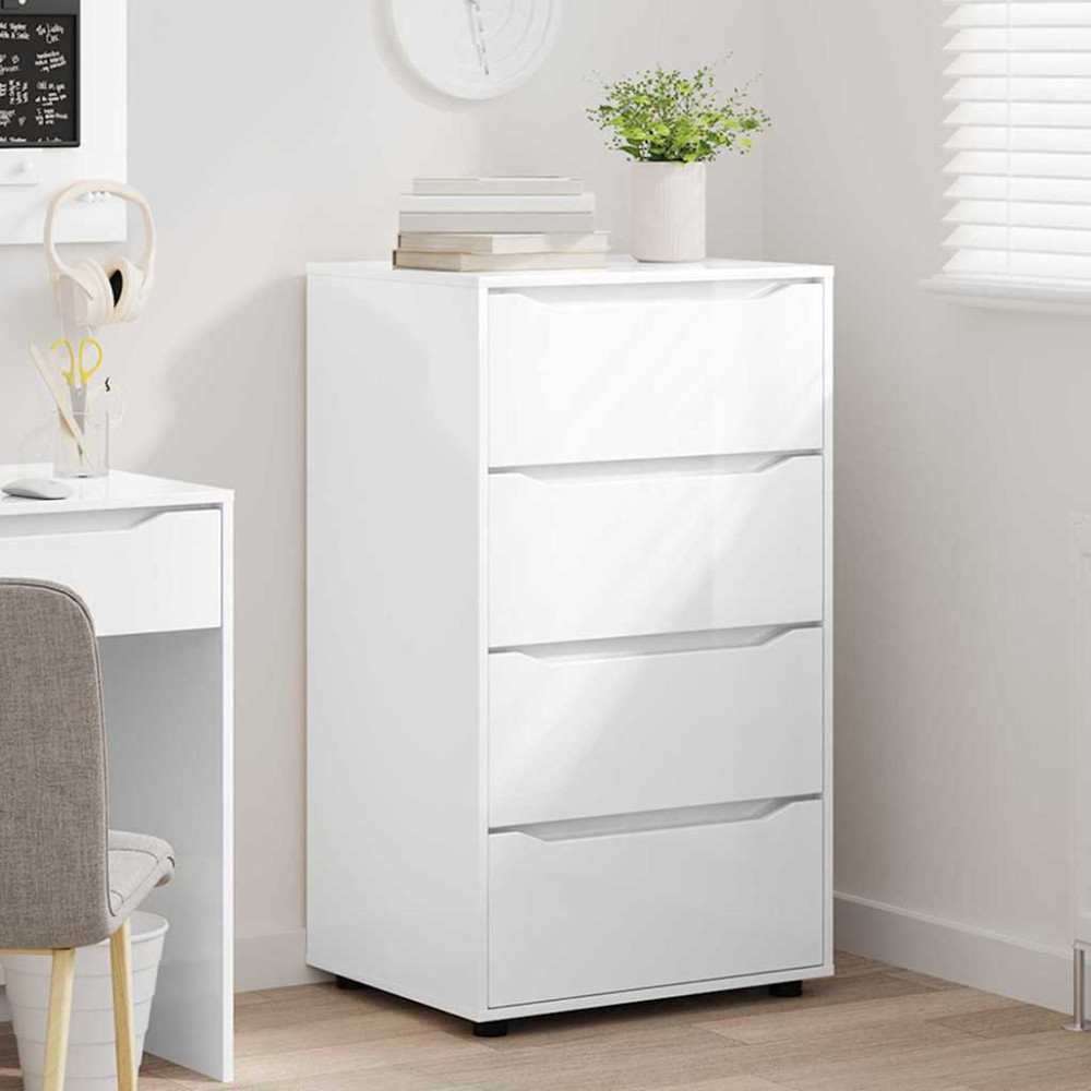 Produktbild för Förvaringsskåp Högblanka vita 60 x 48 x 105 cm Konstruerat trä