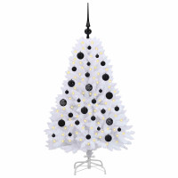 Produktbild för Plast Hingad Julgran med 150 LED-lampor Vit 120 cm PVC och Stål