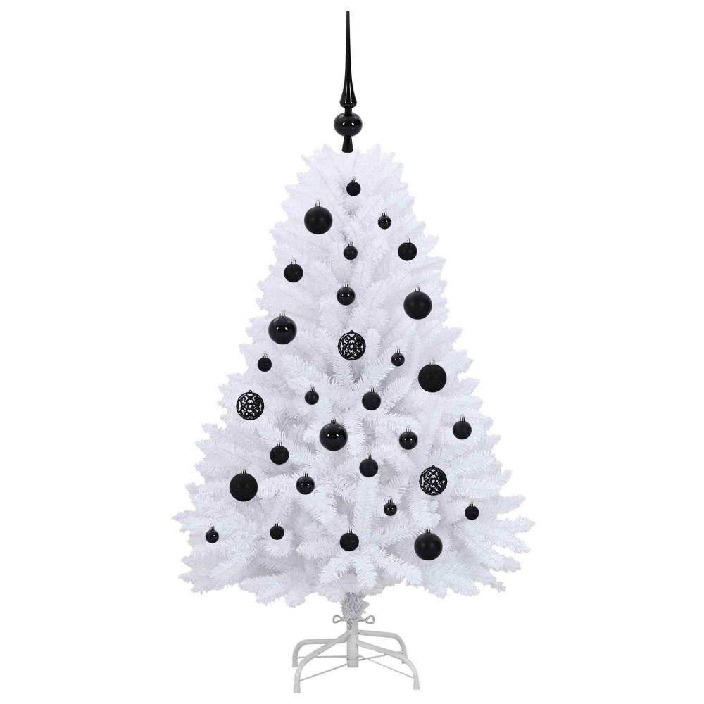 Produktbild för Plast Hingad Julgran med 150 LED-lampor Vit 120 cm PVC och Stål