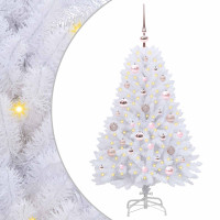 Produktbild för Plast Hingad Julgran med 150 LED-lampor Vit 120 cm PVC och Stål