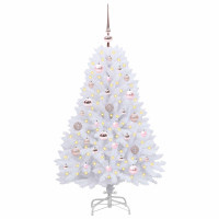 Produktbild för Plast Hingad Julgran med 150 LED-lampor Vit 120 cm PVC och Stål