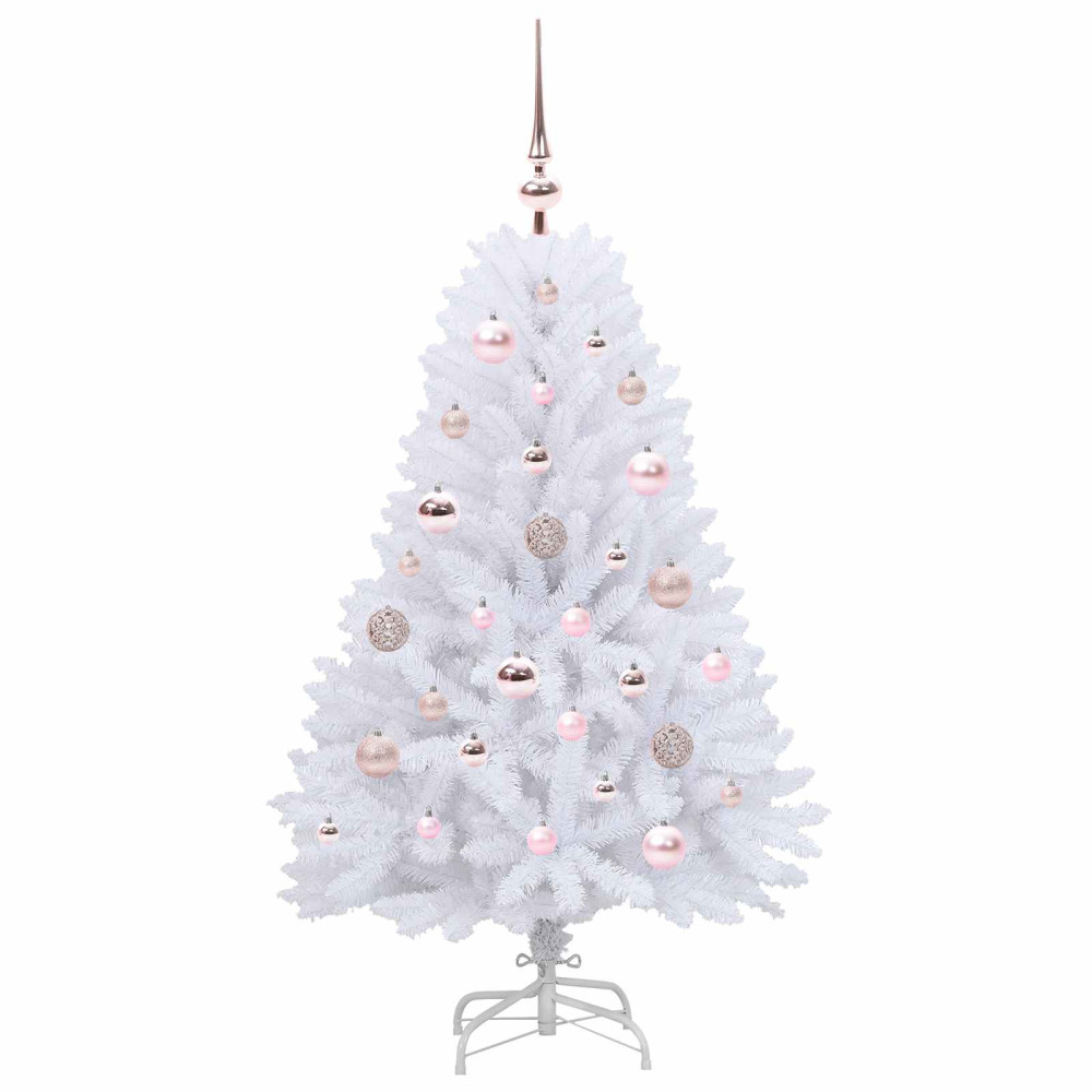 Produktbild för Plast Hingad Julgran med 150 LED-lampor Vit 120 cm PVC och Stål