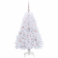 Produktbild för Plast Hingad Julgran med 150 LED-lampor Vit 120 cm PVC och Stål
