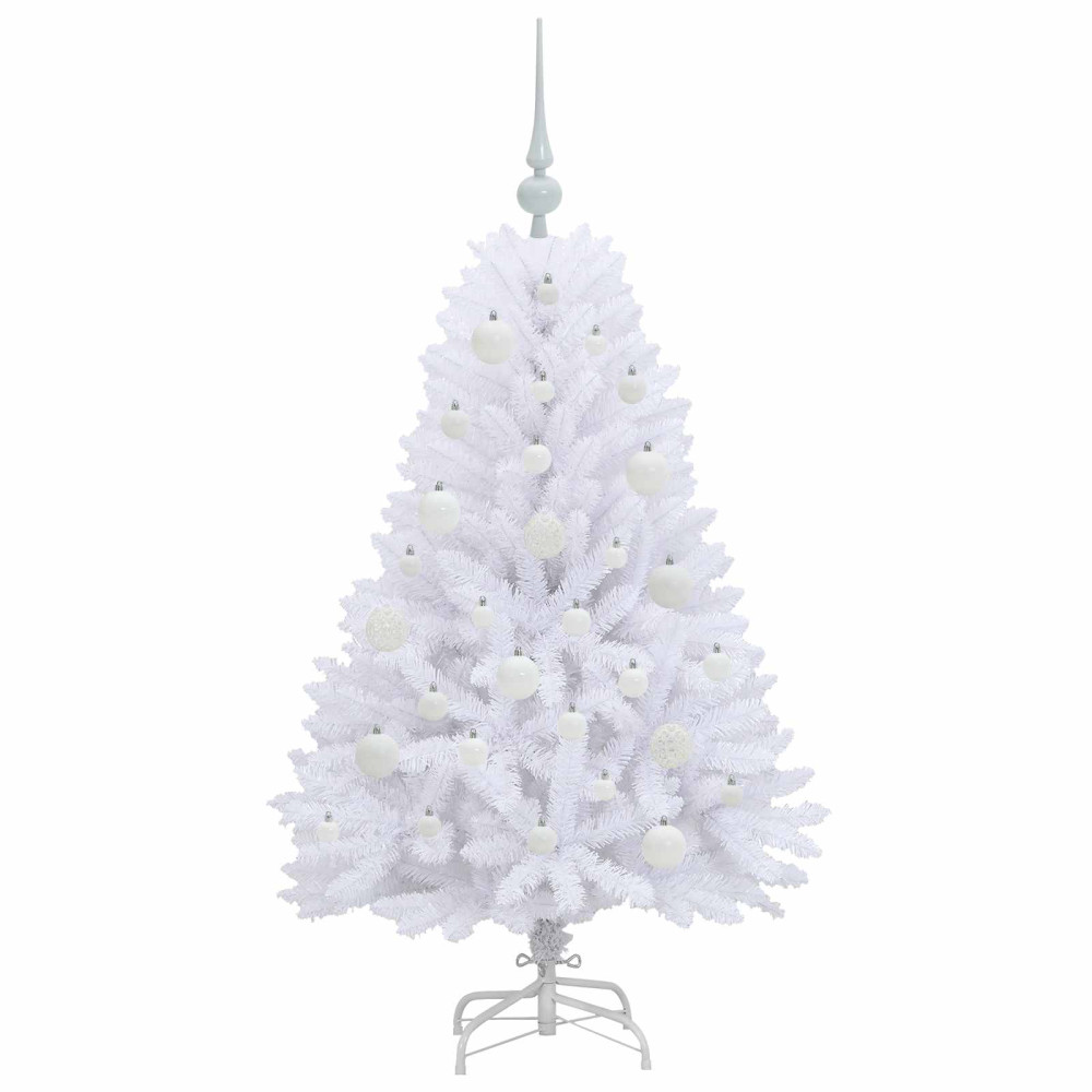 Produktbild för Plast Hingad Julgran med 150 LED-lampor Vit 120 cm PVC och Stål