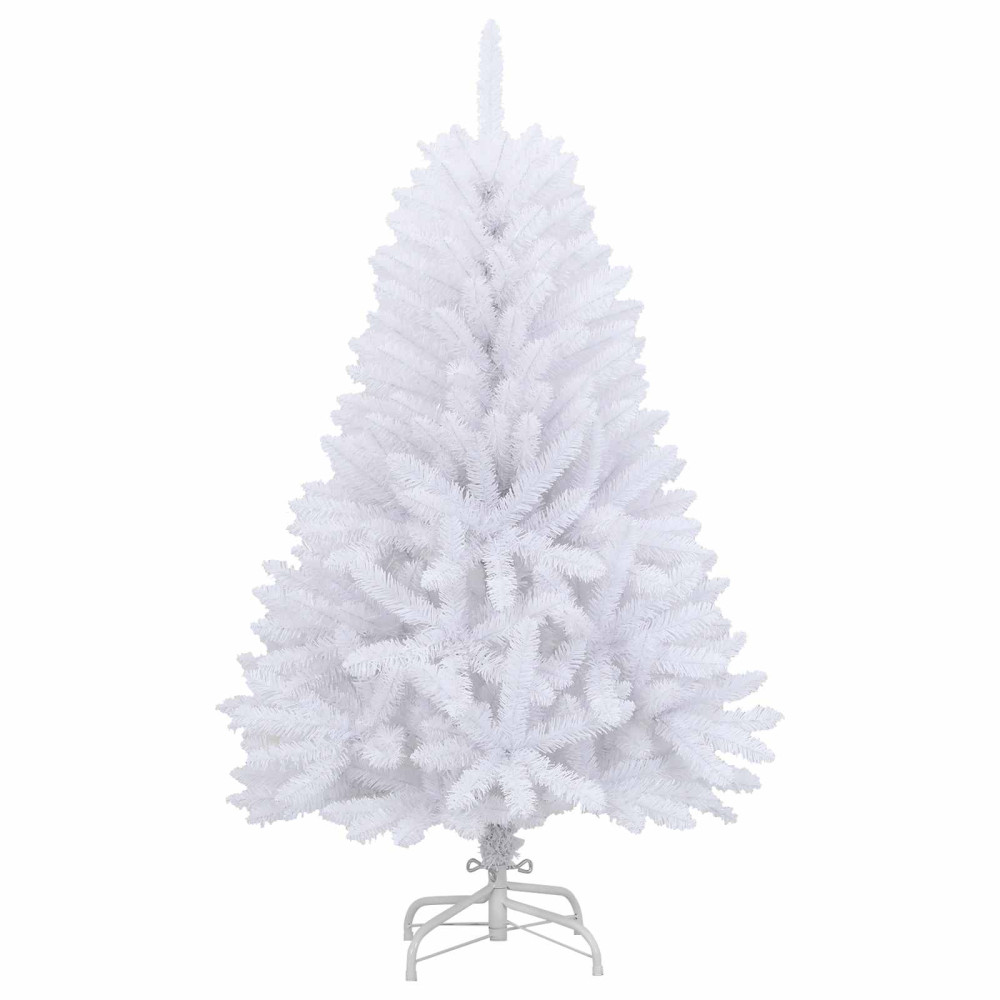 Produktbild för Plast Hingad Julgran med 150 LED-lampor Vit 120 cm PVC och Stål