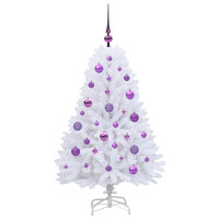 Produktbild för Plast Hingad Julgran med 150 LED-lampor Vit 120 cm PVC och Stål