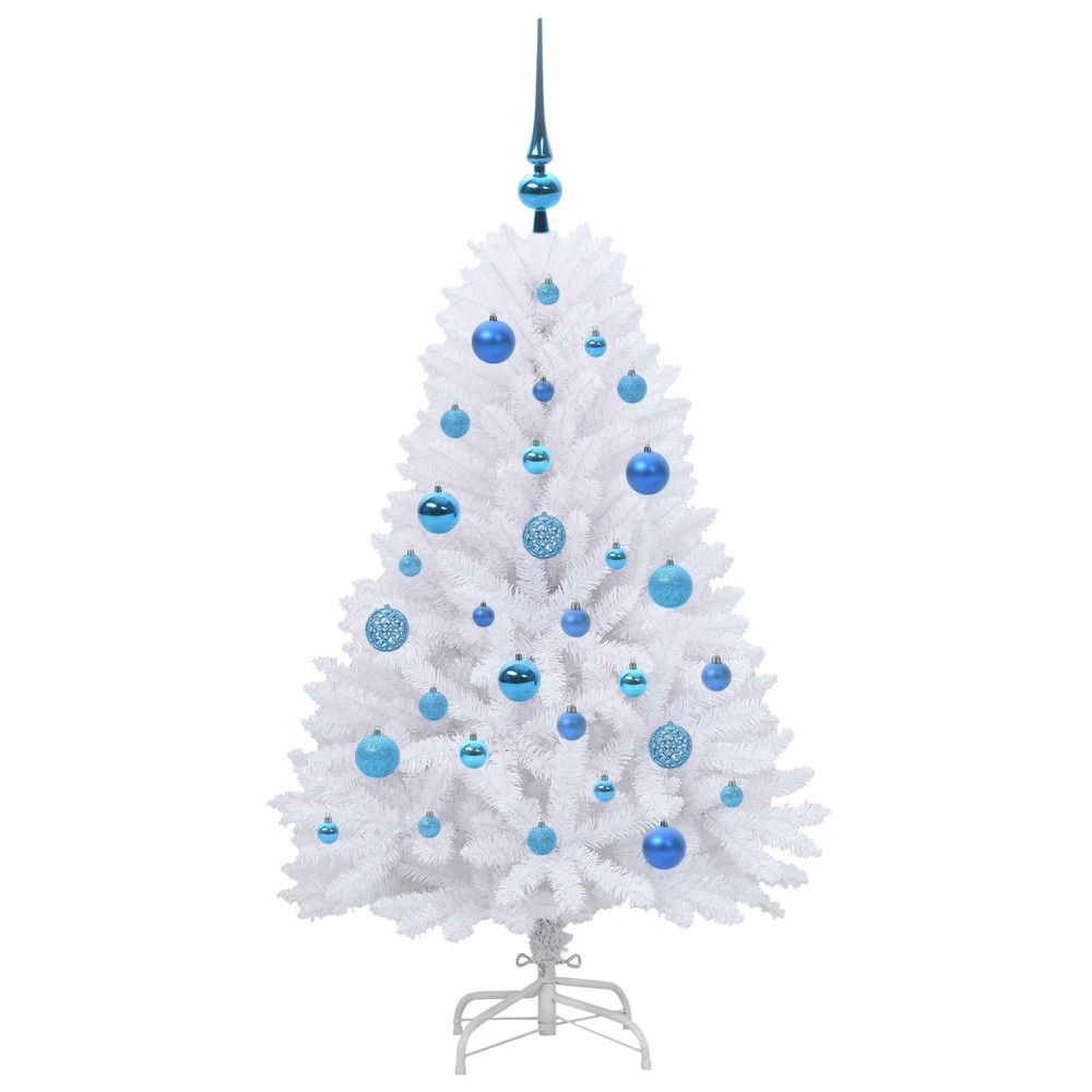 Produktbild för Plast Hingad Julgran med 150 LED-lampor Vit 120 cm PVC och Stål