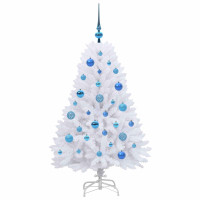 Produktbild för Plast Hingad Julgran med 150 LED-lampor Vit 120 cm PVC och Stål