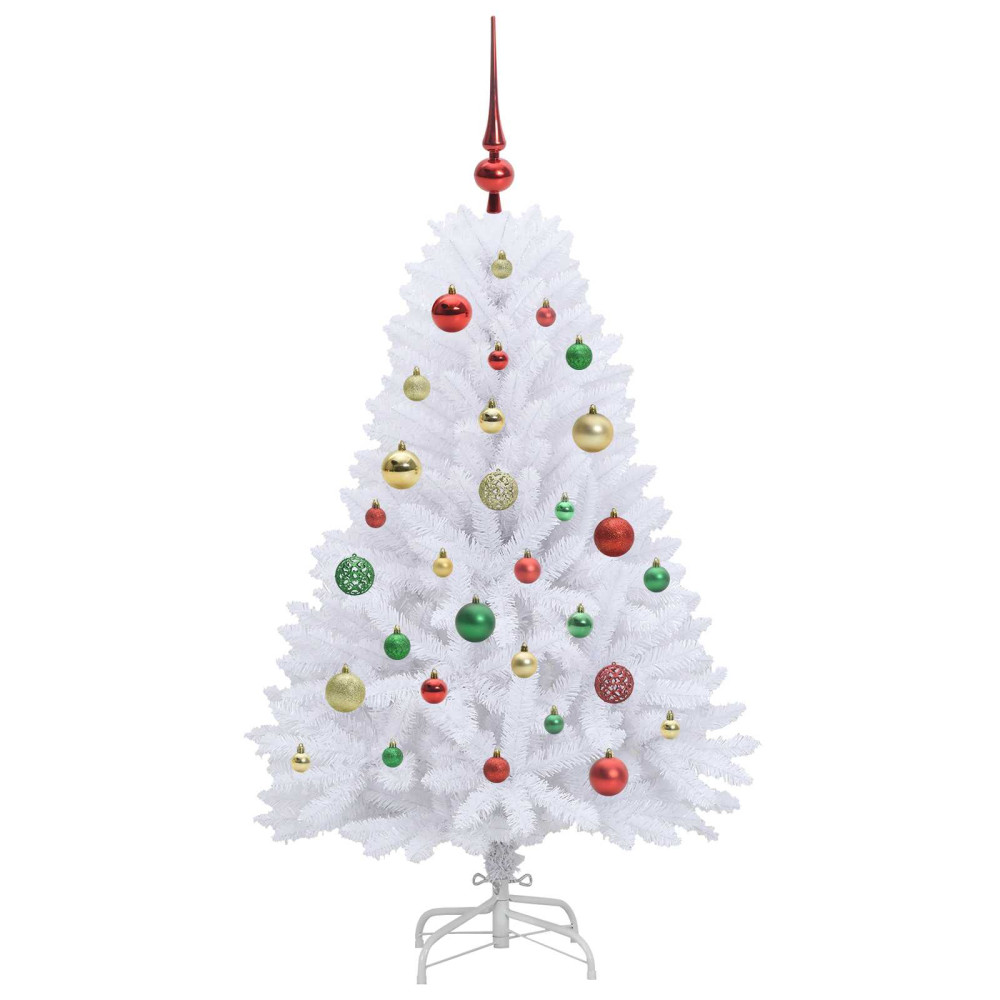 Produktbild för Plast Hingad Julgran med 150 LED-lampor Vit 120 cm PVC och Stål