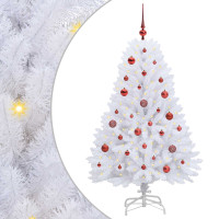 Produktbild för Plast Hingad Julgran med 150 LED-lampor Vit 150 cm PVC och Stål