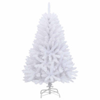 Produktbild för Plast Hingad Julgran med 150 LED-lampor Vit 150 cm PVC och Stål