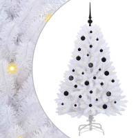 Produktbild för Plast Hingad Julgran med 150 LED-lampor Vit 150 cm PVC och Stål
