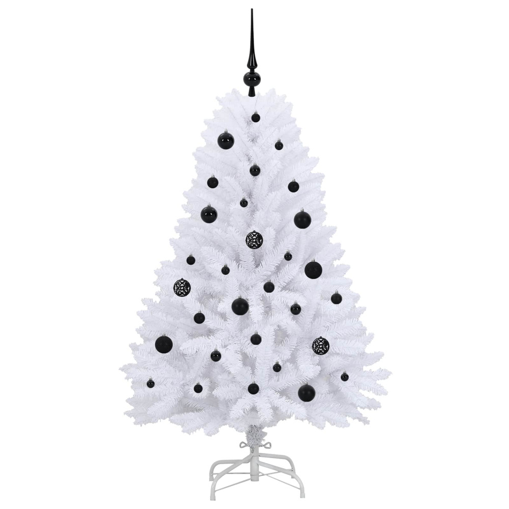Produktbild för Plast Hingad Julgran med 150 LED-lampor Vit 150 cm PVC och Stål
