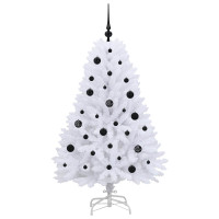 Produktbild för Plast Hingad Julgran med 150 LED-lampor Vit 150 cm PVC och Stål