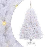 Produktbild för Plast Hingad Julgran med 150 LED-lampor Vit 150 cm PVC och Stål