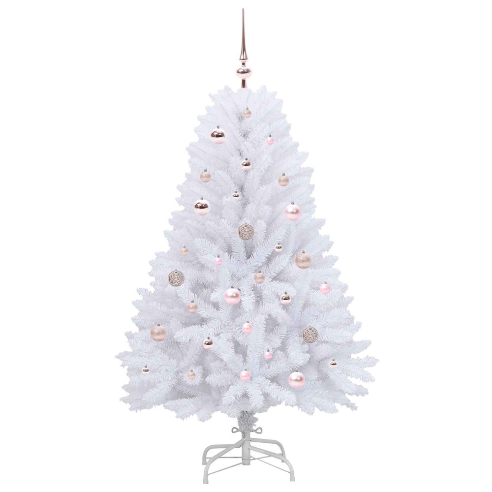 Produktbild för Plast Hingad Julgran med 150 LED-lampor Vit 150 cm PVC och Stål