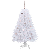 Produktbild för Plast Hingad Julgran med 150 LED-lampor Vit 150 cm PVC och Stål
