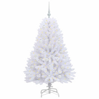 Produktbild för Plast Hingad Julgran med 150 LED-lampor Vit 150 cm PVC och Stål