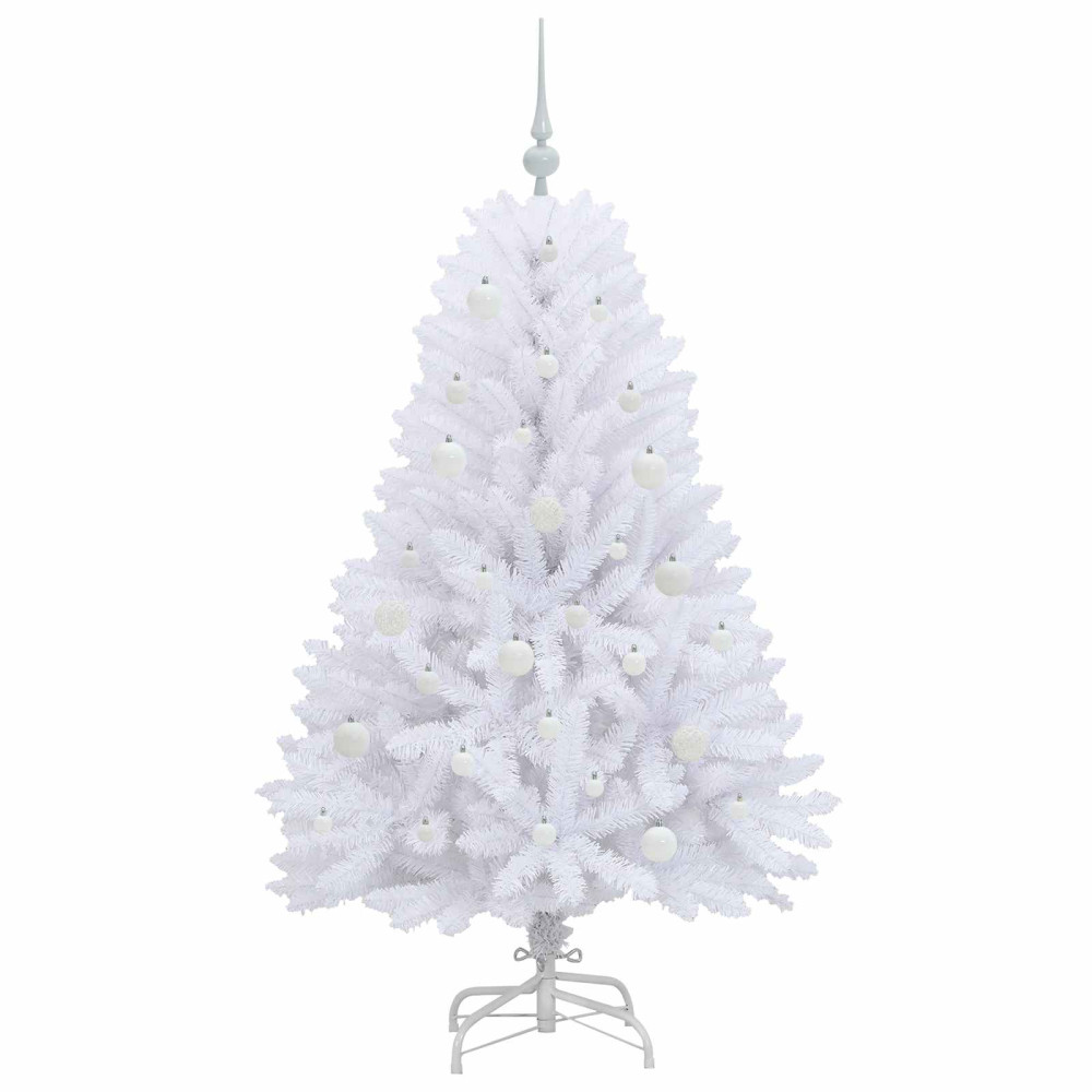 Produktbild för Plast Hingad Julgran med 150 LED-lampor Vit 150 cm PVC och Stål