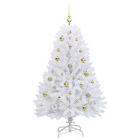Produktbild för Plast Hingad Julgran med 150 LED-lampor Vit 150 cm PVC och Stål