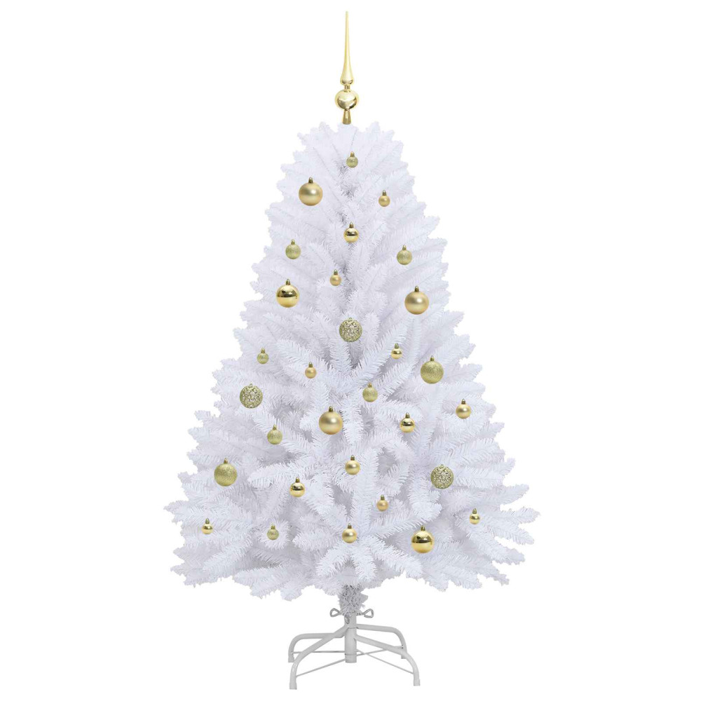 Produktbild för Plast Hingad Julgran med 150 LED-lampor Vit 150 cm PVC och Stål