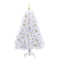 Produktbild för Plast Hingad Julgran med 150 LED-lampor Vit 150 cm PVC och Stål