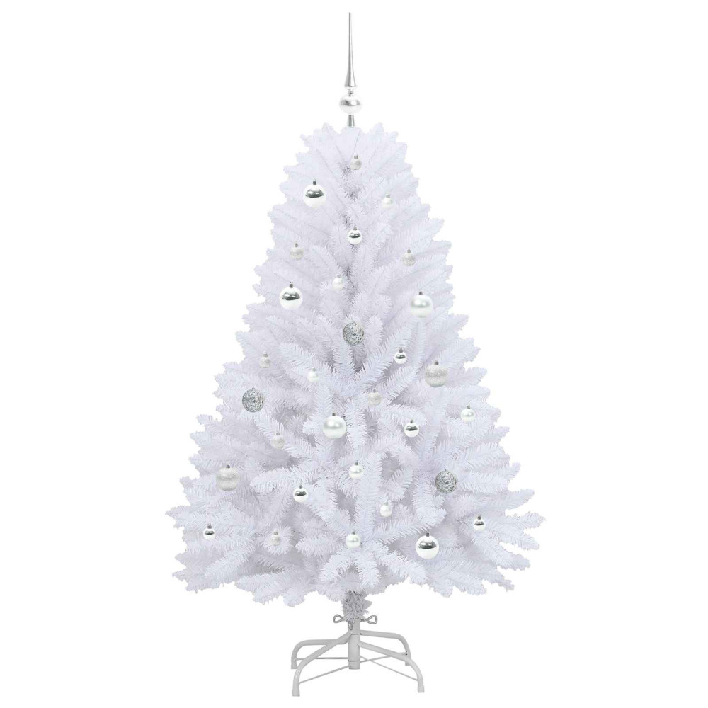 Produktbild för Plast Hingad Julgran med 150 LED-lampor Vit 150 cm PVC och Stål