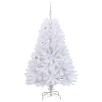 Produktbild för Plast Hingad Julgran med 150 LED-lampor Vit 150 cm PVC och Stål