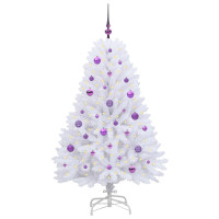Produktbild för Plast Hingad Julgran med 150 LED-lampor Vit 150 cm PVC och Stål