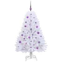 Produktbild för Plast Hingad Julgran med 150 LED-lampor Vit 150 cm PVC och Stål