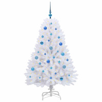 Produktbild för Plast Hingad Julgran med 150 LED-lampor Vit 150 cm PVC och Stål