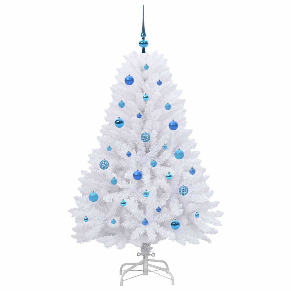 Produktbild för Plast Hingad Julgran med 150 LED-lampor Vit 150 cm PVC och Stål