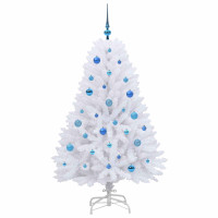 Produktbild för Plast Hingad Julgran med 150 LED-lampor Vit 150 cm PVC och Stål