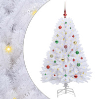 Produktbild för Plast Hingad Julgran med 150 LED-lampor Vit 150 cm PVC och Stål