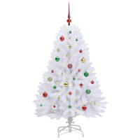 Produktbild för Plast Hingad Julgran med 150 LED-lampor Vit 150 cm PVC och Stål