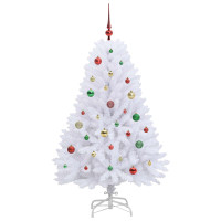 Produktbild för Plast Hingad Julgran med 150 LED-lampor Vit 150 cm PVC och Stål