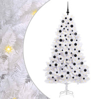 Produktbild för Plast Hingad Julgran med 300 LED-lampor Vit 180 cm PVC och stål