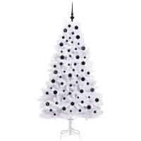 Produktbild för Plast Hingad Julgran med 300 LED-lampor Vit 180 cm PVC och stål