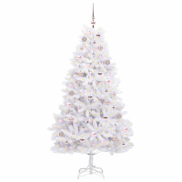 Produktbild för Plast Hingad Julgran med 300 LED-lampor Vit 180 cm PVC och stål