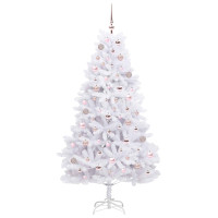 Produktbild för Plast Hingad Julgran med 300 LED-lampor Vit 180 cm PVC och stål