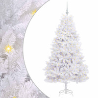Produktbild för Plast Hingad Julgran med 300 LED-lampor Vit 180 cm PVC och stål