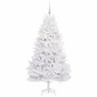 Produktbild för Plast Hingad Julgran med 300 LED-lampor Vit 180 cm PVC och stål