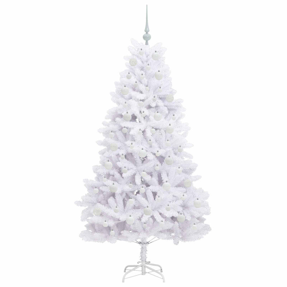 Produktbild för Plast Hingad Julgran med 300 LED-lampor Vit 180 cm PVC och stål