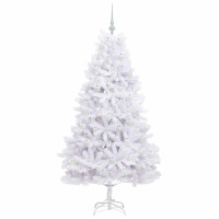 Produktbild för Plast Hingad Julgran med 300 LED-lampor Vit 180 cm PVC och stål