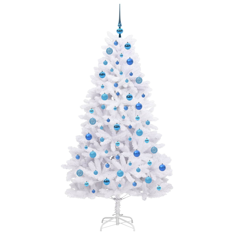 Produktbild för Plast Hingad Julgran med 300 LED-lampor Vit 180 cm PVC och stål