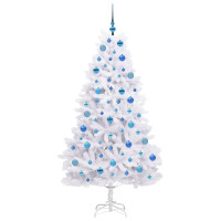 Produktbild för Plast Hingad Julgran med 300 LED-lampor Vit 180 cm PVC och stål