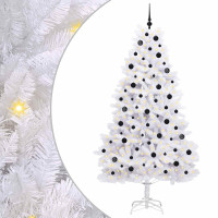 Produktbild för Plast Hingad Julgran med 300 LED-lampor Vit 210 cm PVC och stål