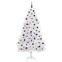 Produktbild för Plast Hingad Julgran med 300 LED-lampor Vit 210 cm PVC och stål