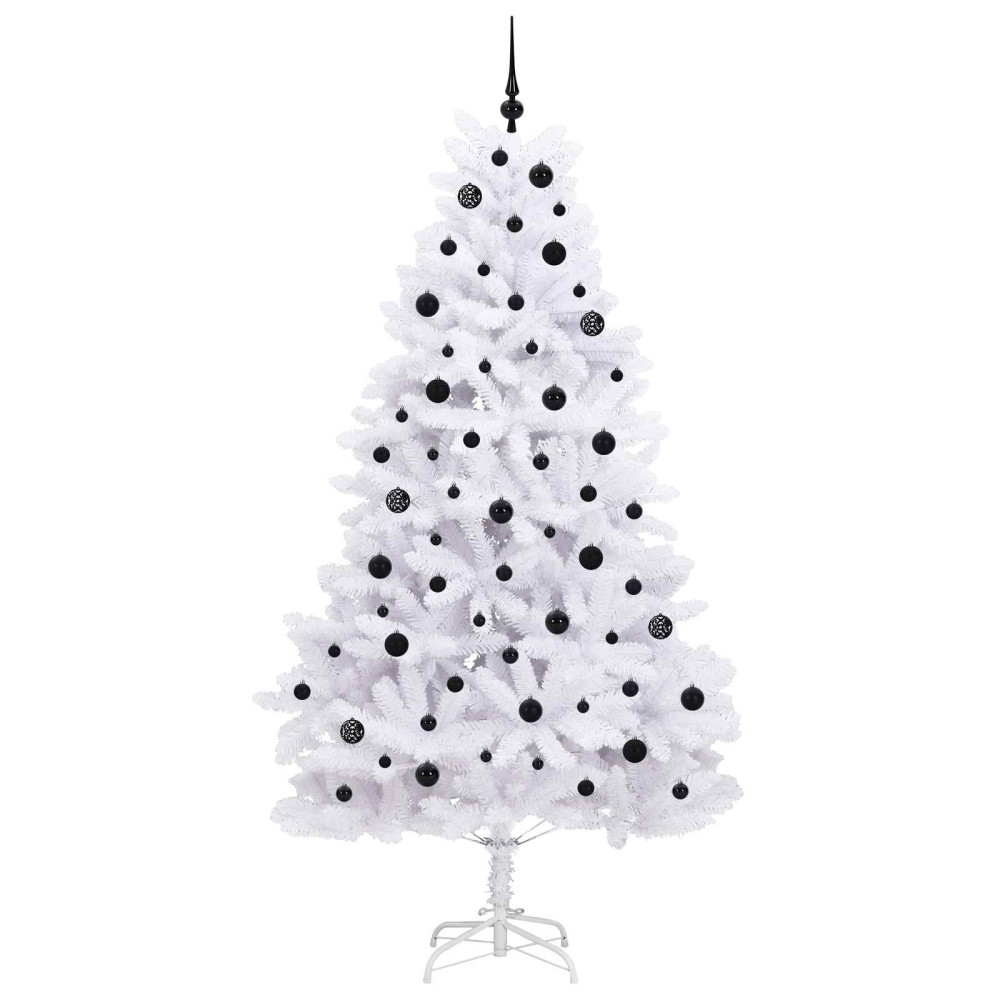 Produktbild för Plast Hingad Julgran med 300 LED-lampor Vit 210 cm PVC och stål